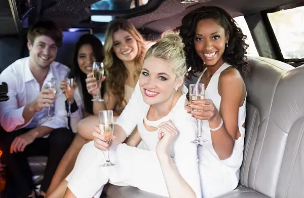 romantic evening ride in a luxurious limousine